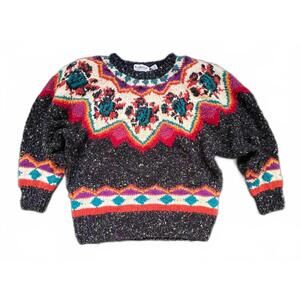 Premier VTG Wool Blend Sweater w/ Aztec Nordic Grandpa Cosby 90s Vibes - M